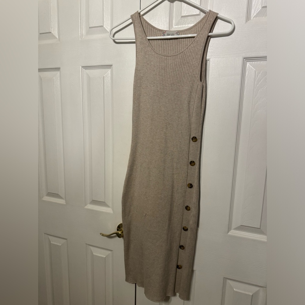 Ribbed Knit Sleeveless Midi Dress